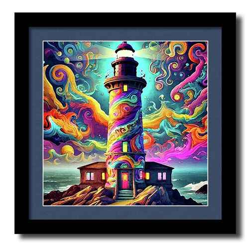 Starry Lighthouse framed print
