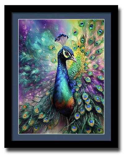 Fine Art Framed Print of a Magnificent Colorful Peacock	