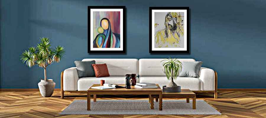 Mother and Child, Jesus Watercolor Framed Art 