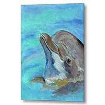 Original Oil Painting of a Smiling Dolphin on the Gulf Coast
