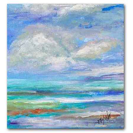 Beautiful Day at a Florida Beach, Colorful Oil Painting
