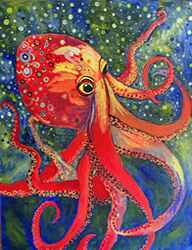 Vibrant Red Octopus