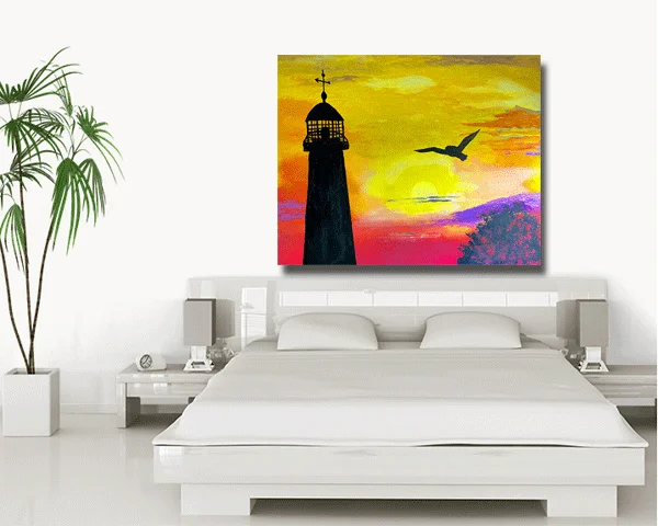 lighthouse silhouette room view