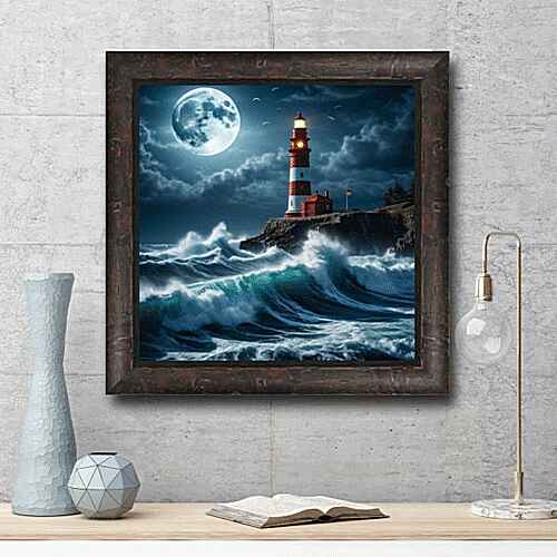​Coastal Full Moon Lighthouse wall view