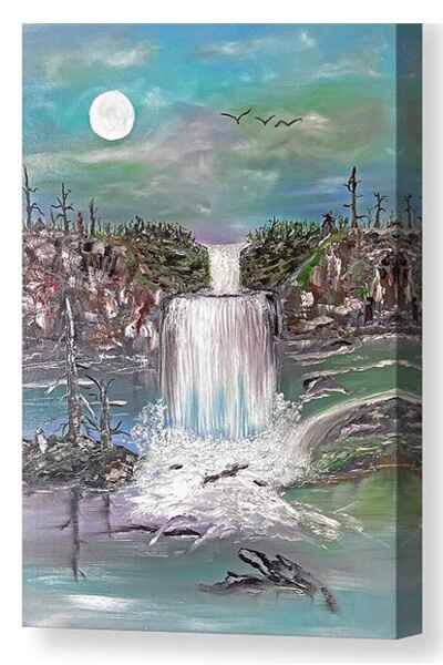 Full Moon Waterfall cancas print