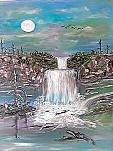 full moon waterfall