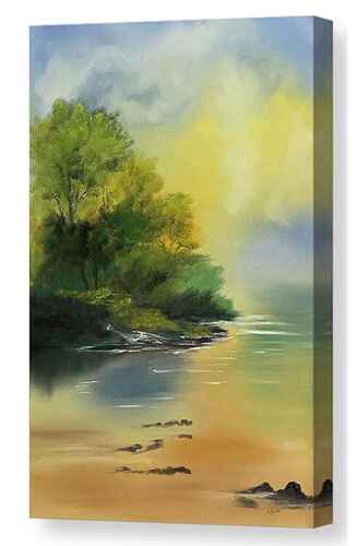 An Original Colorful Landscape Canvas Oil Painting of Secret Lake